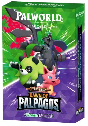 Green and purple Dawn of Palpagos product box supplied for the private prototype
